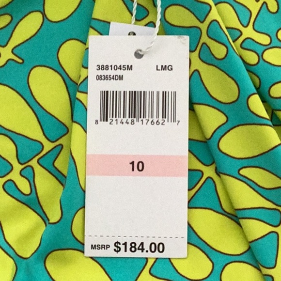 TRINA TURK NWT WOMENS TRELLIS ONE PIECE SWIM SUIT LIME GREEN TWIST FRONT SIZE 10 - Picture 5 of 8